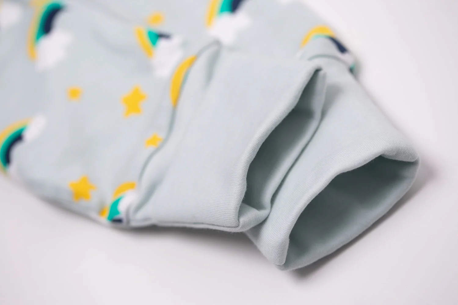 Aqua rainbows with navy organic cotton ZippyBoo suit - Image 3