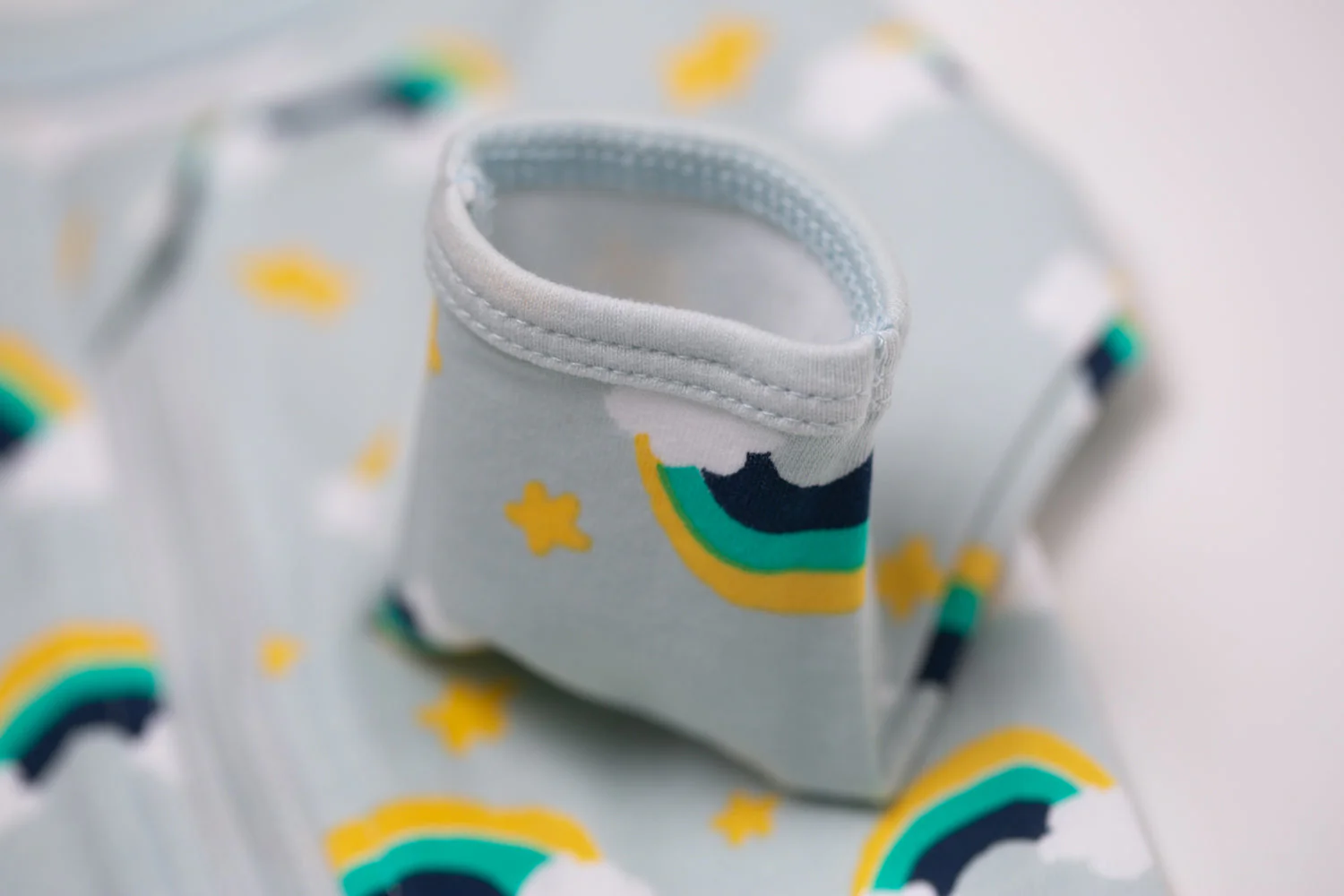 Aqua rainbows with navy organic cotton ZippyBoo suit - Image 4