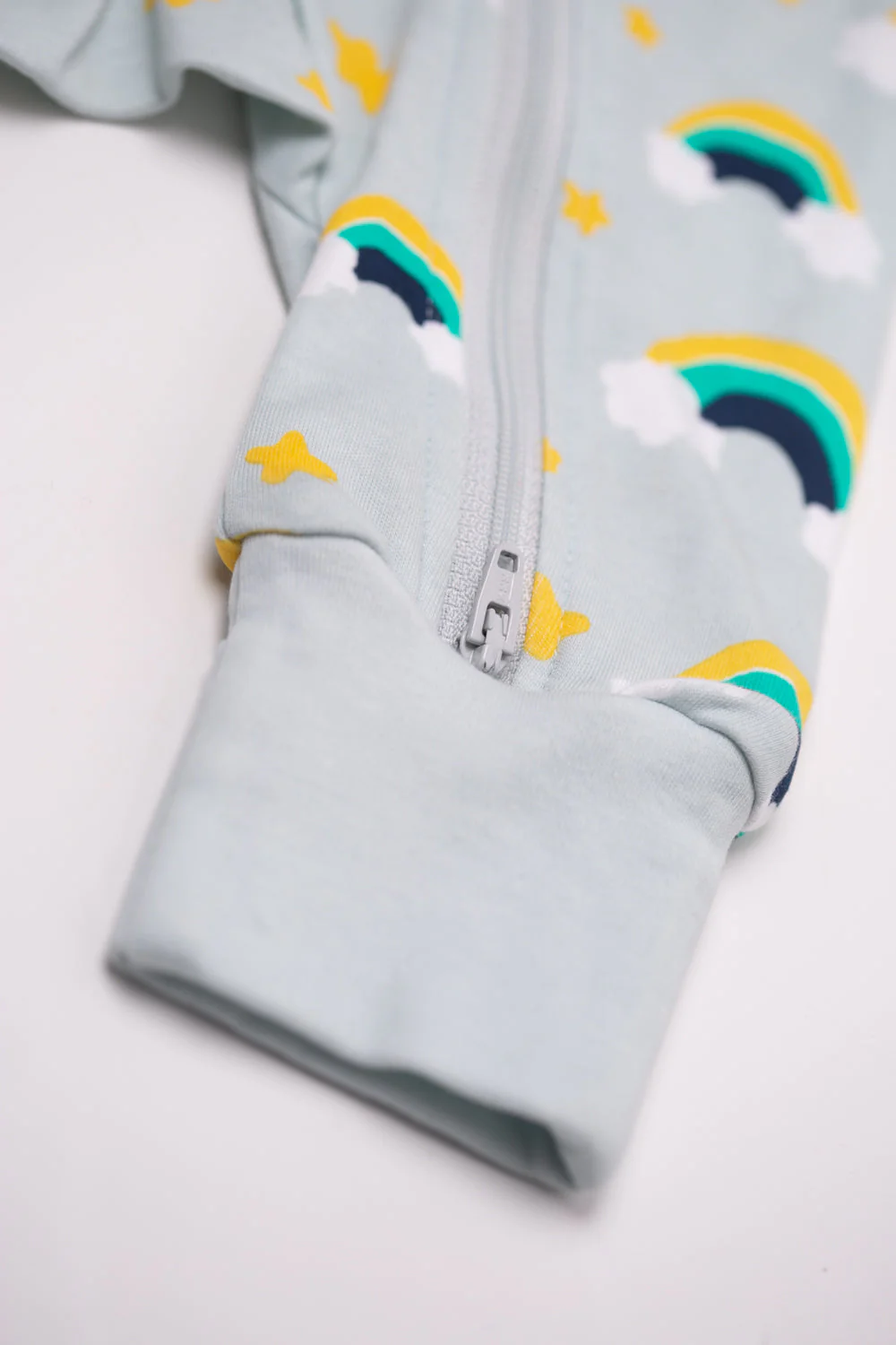 Aqua rainbows with navy organic cotton ZippyBoo suit - Image 5