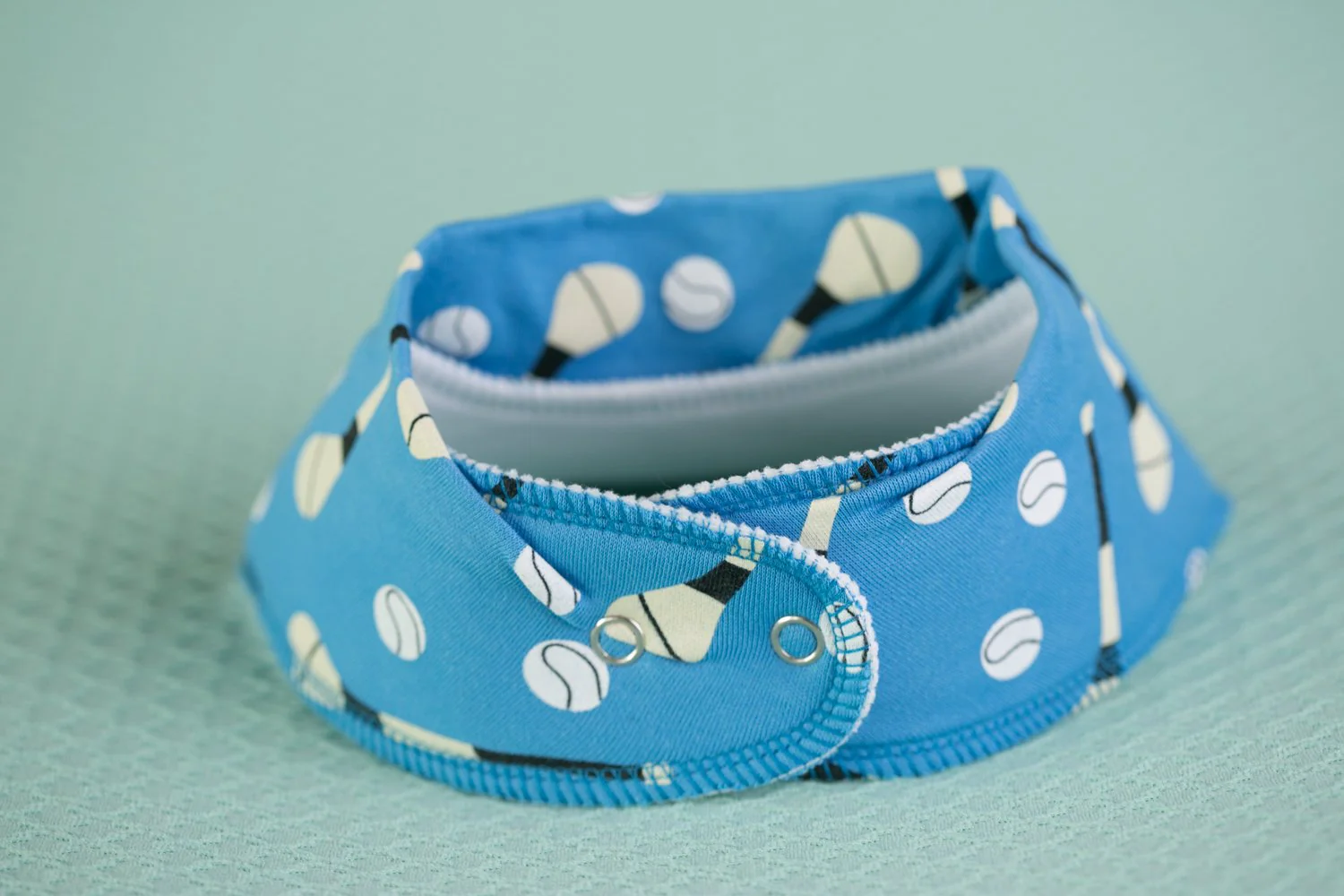 Blue GAA mad organic cotton DribbleBoo bandana bib - Image 3