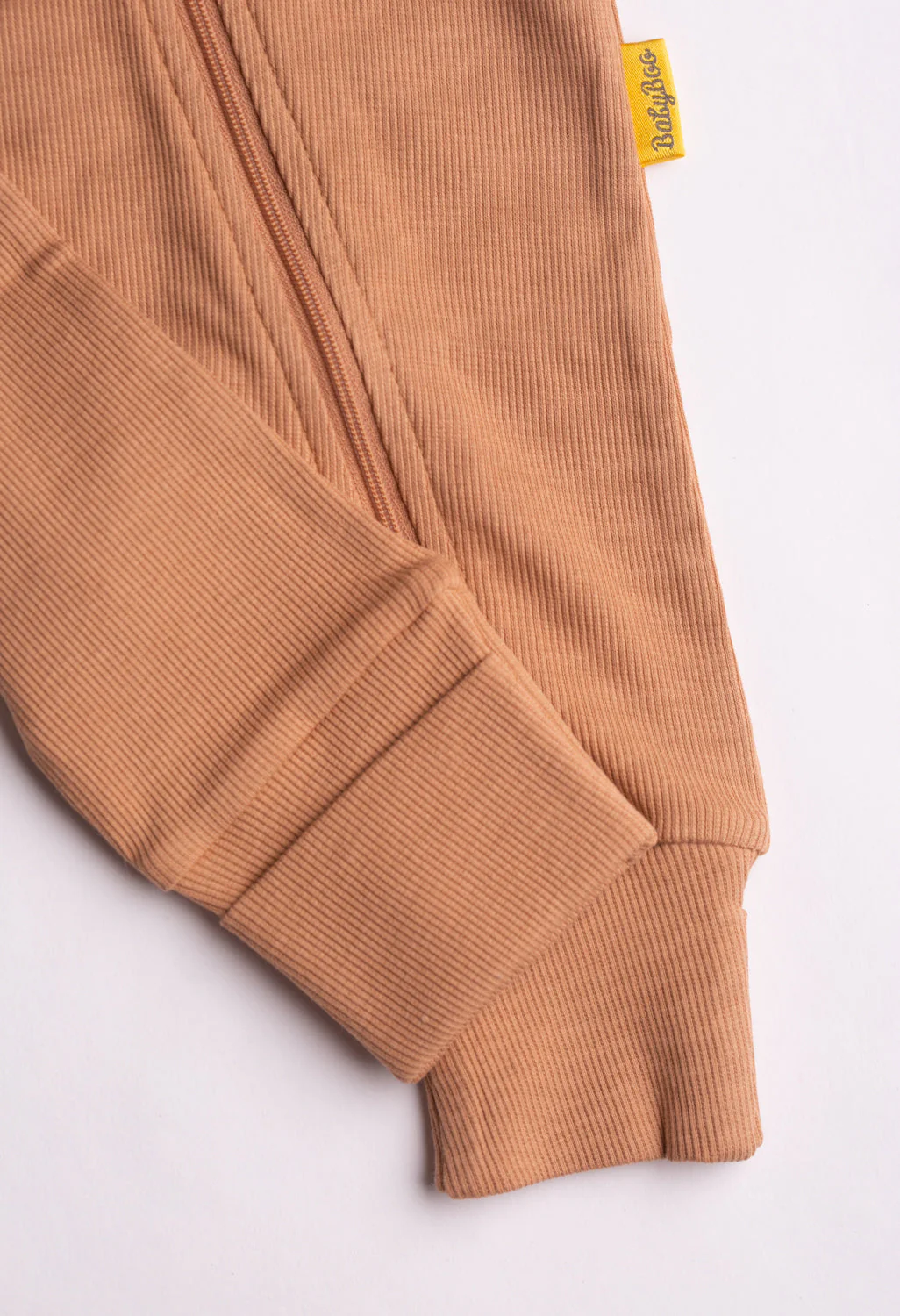 Caramel ribbed organic cotton ZippyBoo suit - Image 3