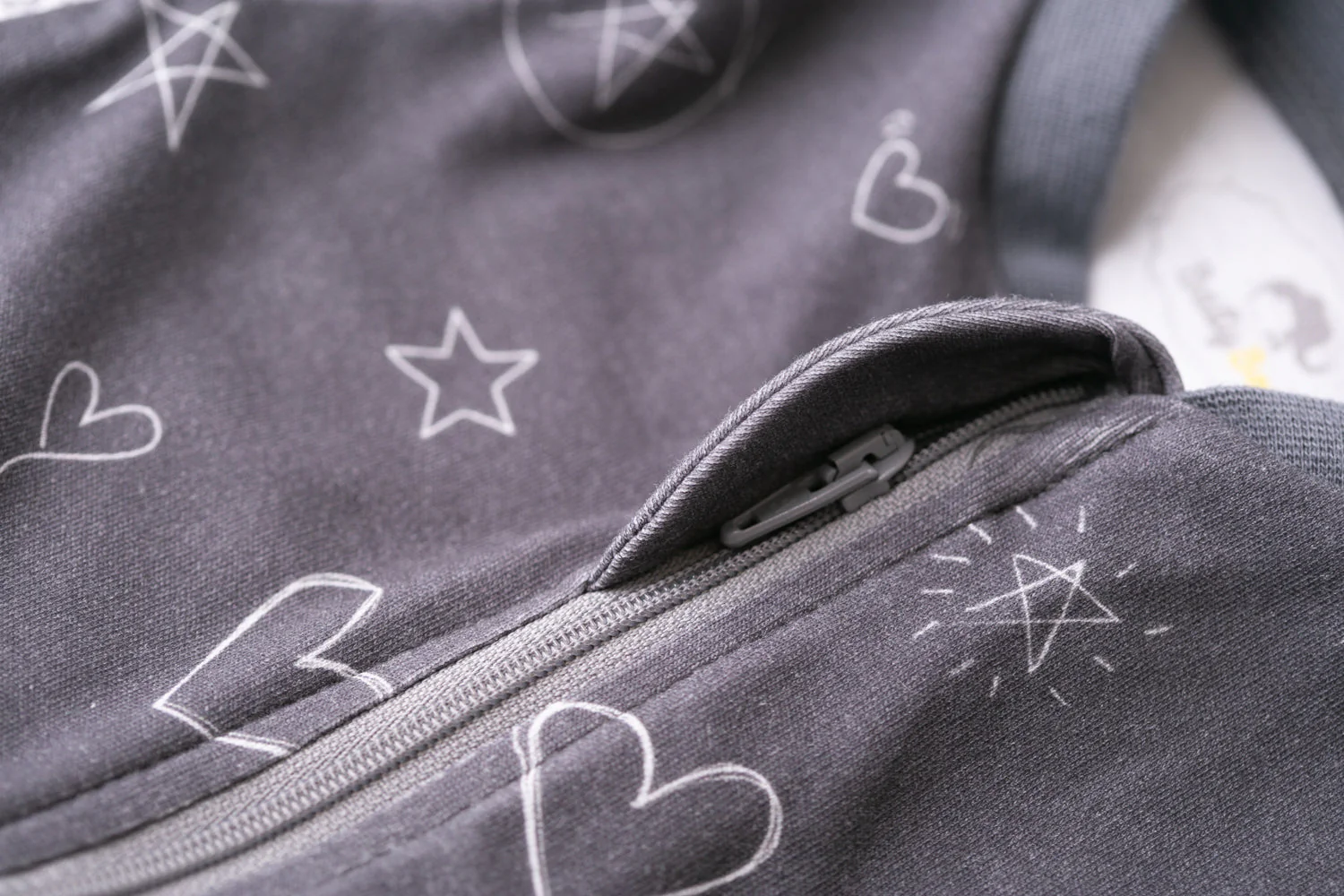 Charcoal doodling organic cotton ZippyBoo suit - Image 4