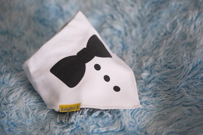 Fancy pants white tuxedo organic cotton DribbleBoo bandana bib - Image 5