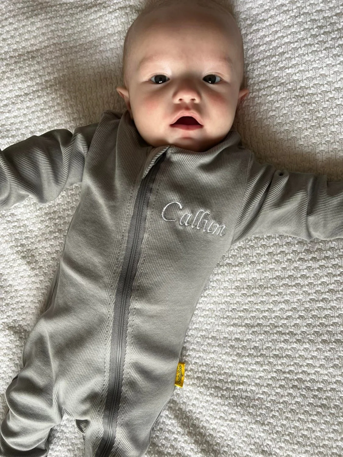 Grey ribbed organic cotton ZippyBoo suit - Image 10