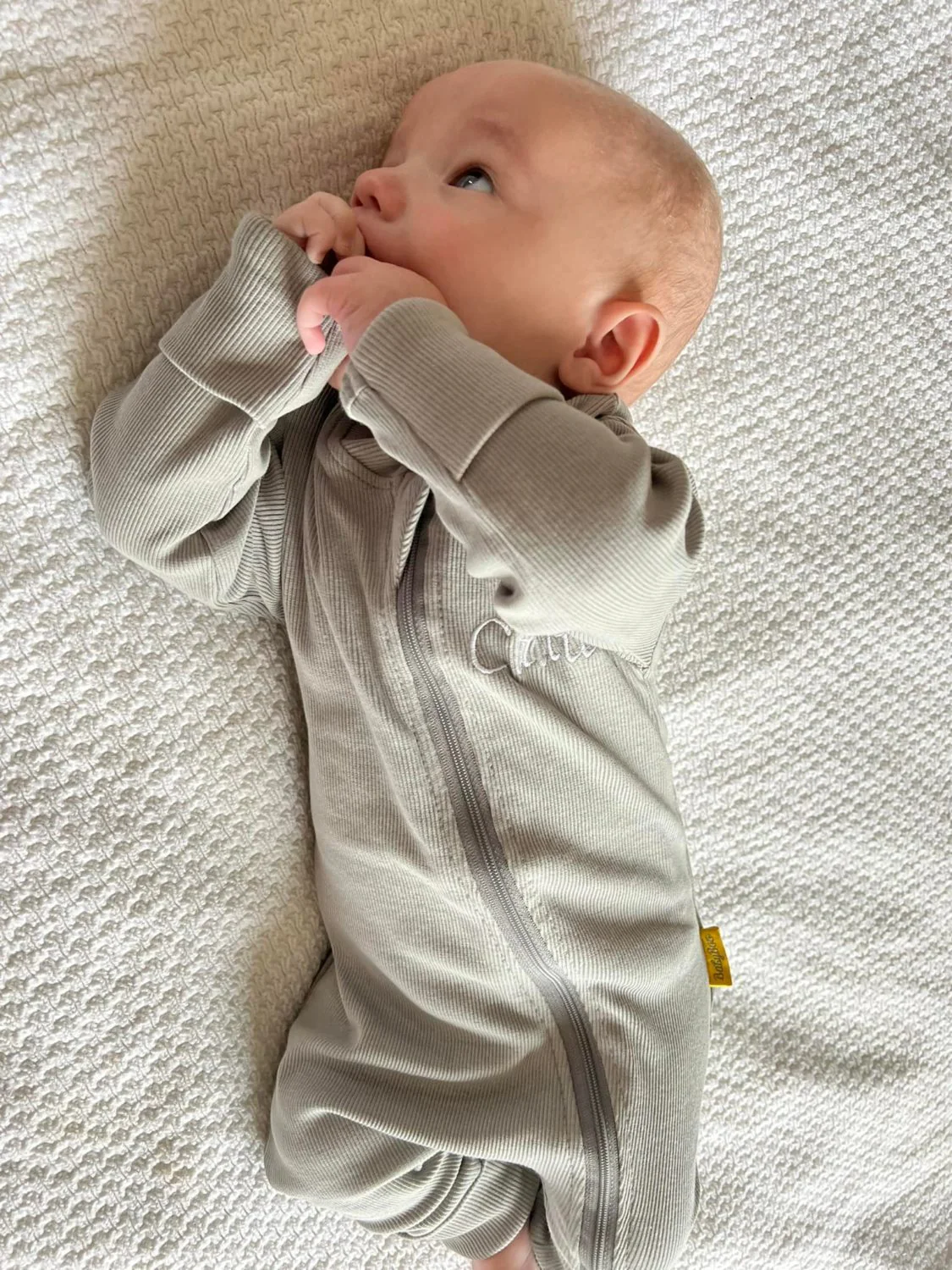 Grey ribbed organic cotton ZippyBoo suit - Image 11