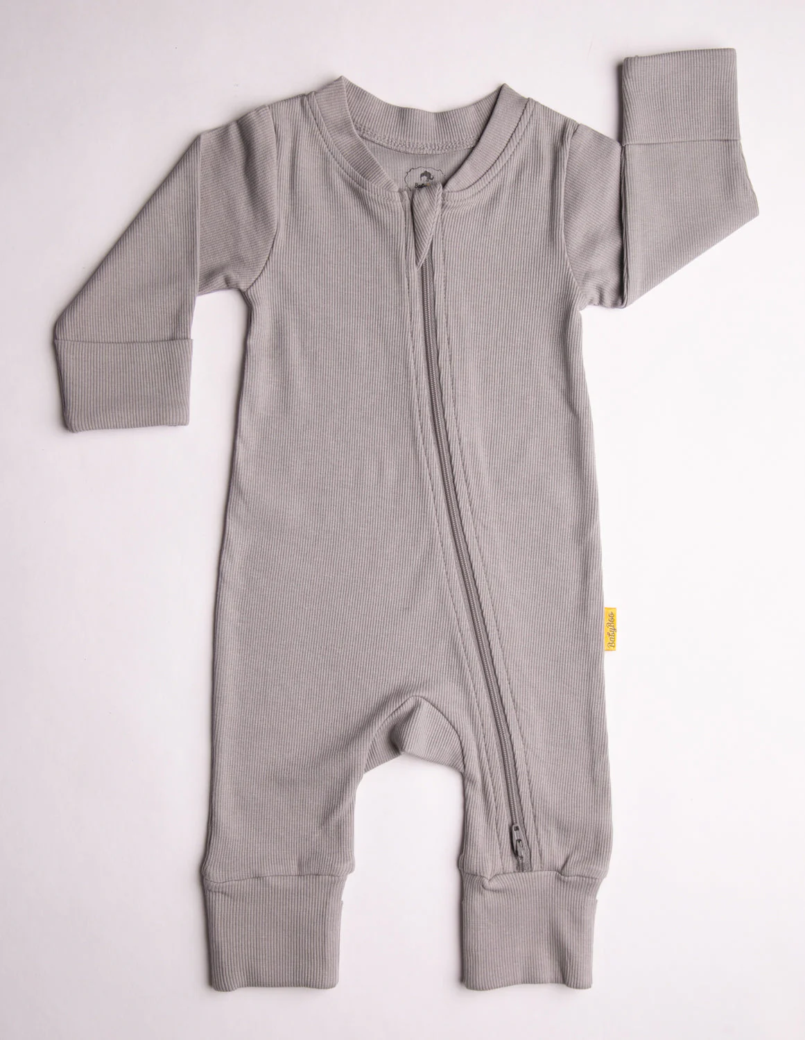 Grey ribbed organic cotton ZippyBoo suit - Image 5