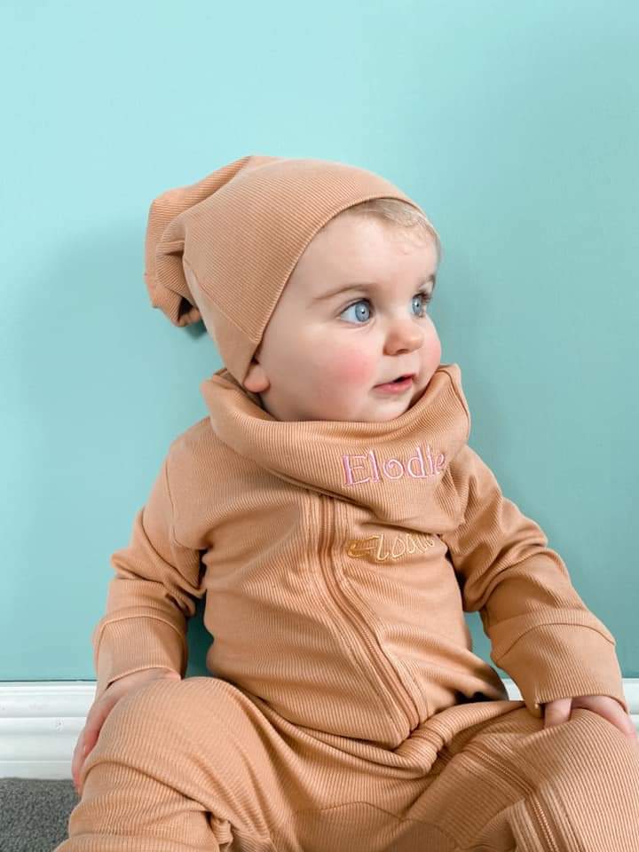 Caramel ribbed organic cotton BooBeanie hat - Image 3