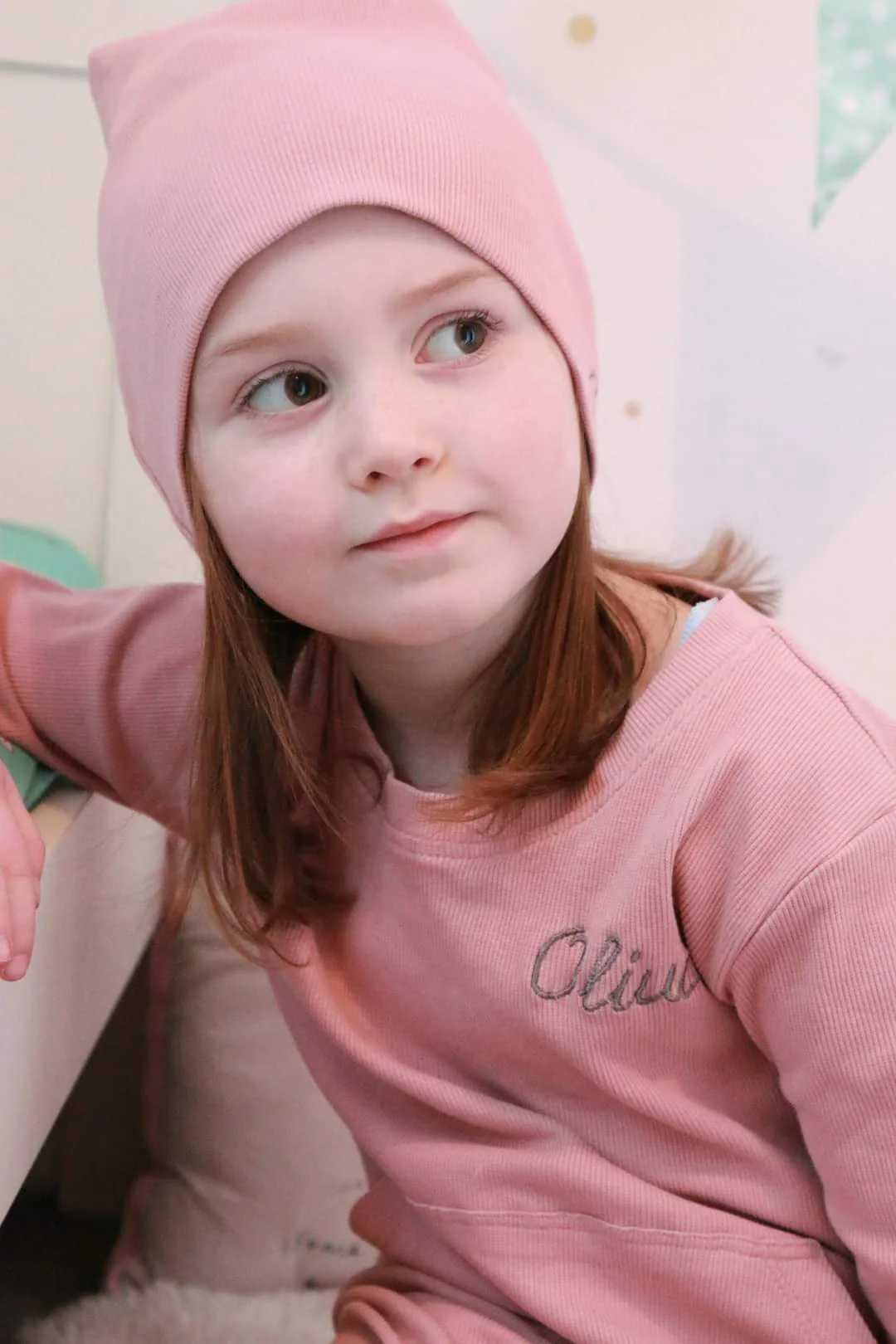 Pink ribbed organic cotton BooBeanie hat - Image 3
