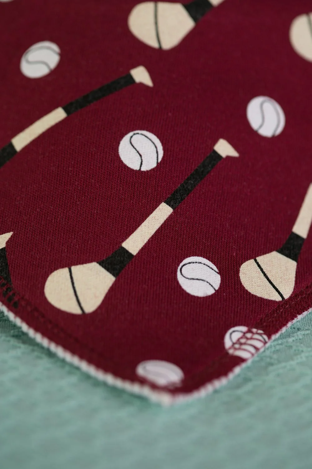 Maroon GAA mad organic cotton DribbleBoo bandana bib - Image 4