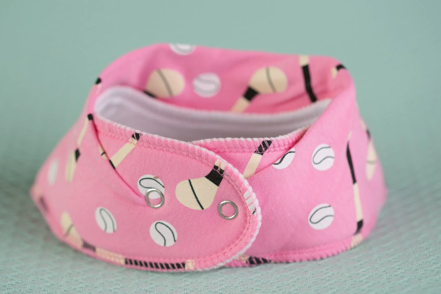 Pink GAA mad organic cotton DribbleBoo bandana bib - Image 3