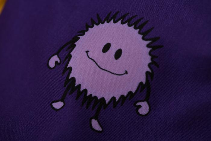Purple friendly monster organic cotton DribbleBoo bandana bib - Image 3