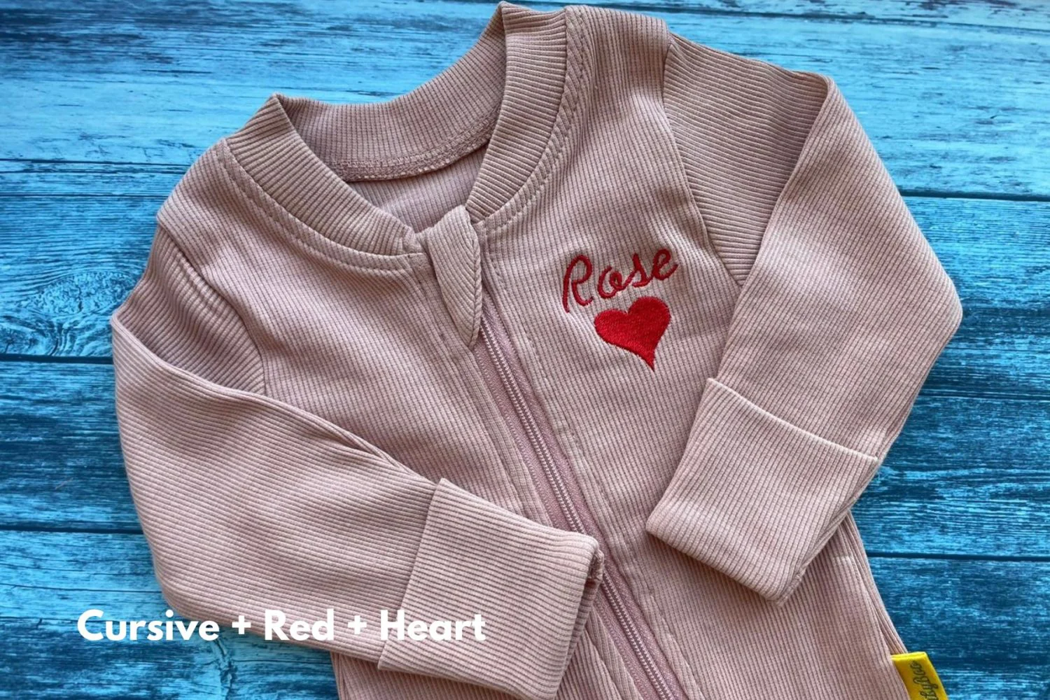 Rose ribbed organic cotton ZippyBoo suit - Image 10