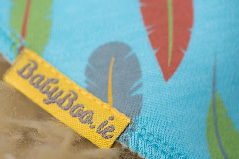 Turquoise feathers organic Cotton DribbleBoo bandana bib - Image 6