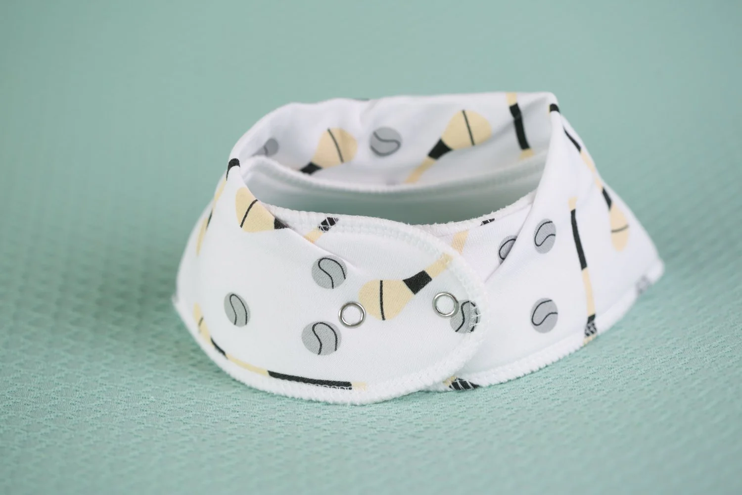 White GAA mad organic cotton DribbleBoo bandana bib - Image 3