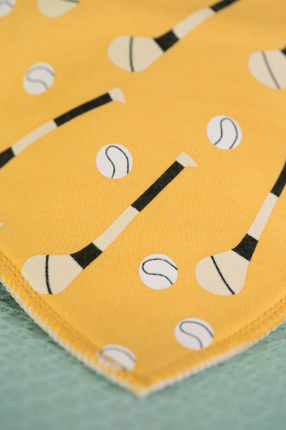 Yellow GAA mad organic cotton DribbleBoo bandana bib - Image 4